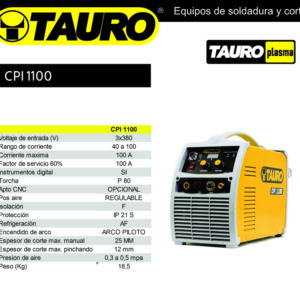 EQUIPO DE CORTE PLASMA INVERTER TAURO CPI-1110 LCD
