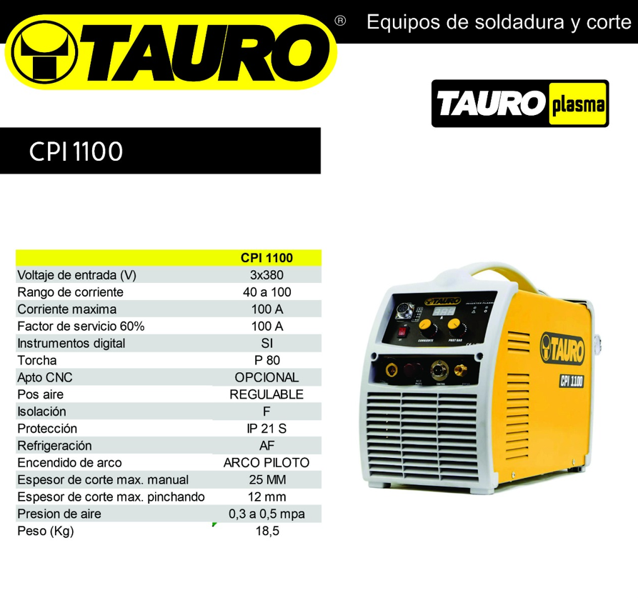 EQUIPO DE CORTE PLASMA INVERTER TAURO CPI-1110 LCD: imagen 1