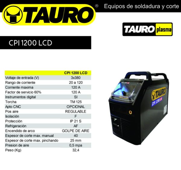 EQUIPO DE CORTE PLASMA INVERTER TAURO CPI-1200