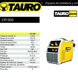 EQUIPO DE CORTE PLASMA INVERTER TAURO CPI 500 M
