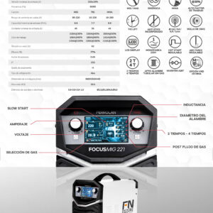 EQUIPO INVERTER MIG/MMA/TIG FERROLAN FOCUSMIG 221: imagen 2