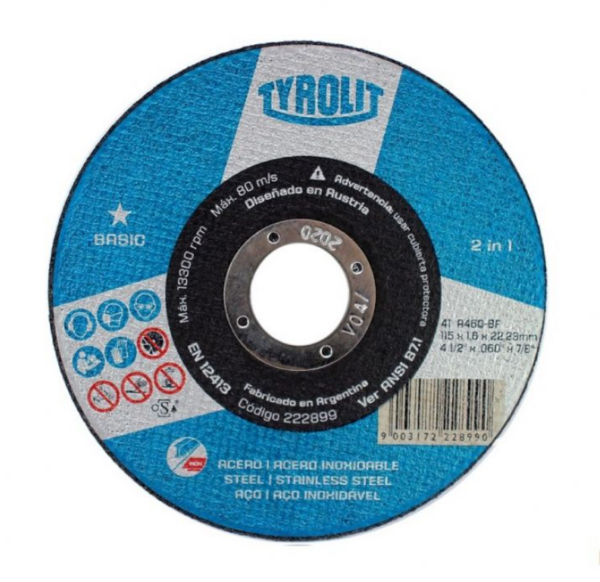 DISCO DE CORTE TYROLIT 114(4,5'')x1,0x22 BASIC
