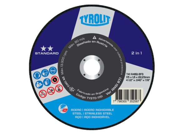 DISCO DE CORTE TYROLIT 180(7'')x1,6x22 STANDARD