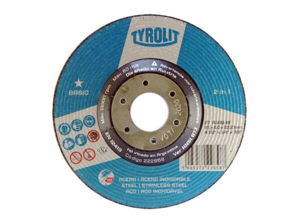DISCO DE DESBASTE TYROLIT 114(4,5'')x6,0x22 BASIC