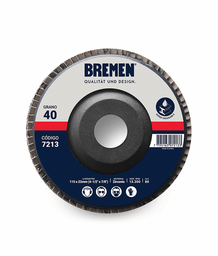 DISCO FLAP PLASTICO BREMEN Zr 115(4,5'')x22 040